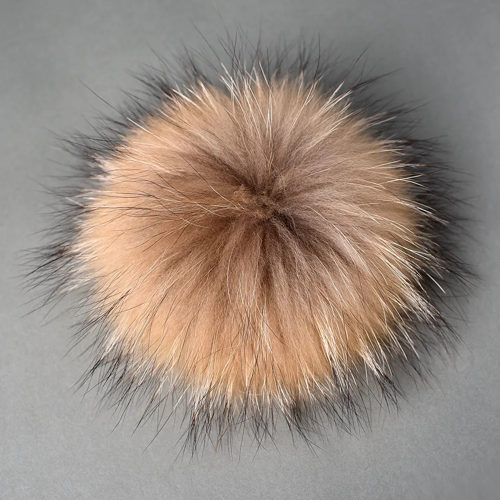 12CM KAZUFUR Hat Accessories Raccoon Fur Ball Real Fur Pom Poms Ball Trim