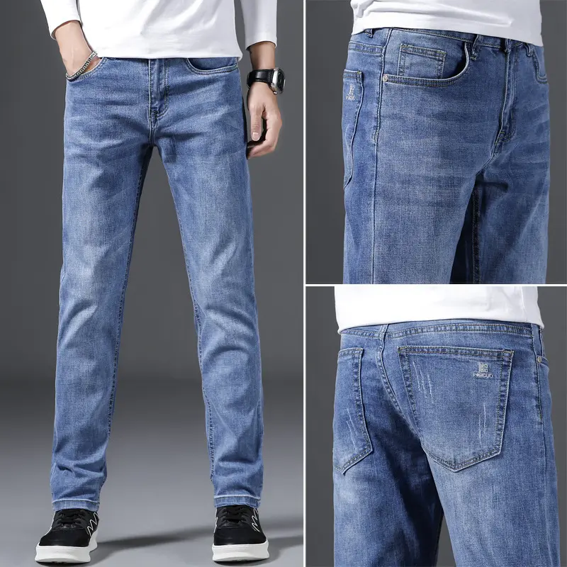 Jeans pour hommes coupe normale pantalons jeans pour hommes de haute qualité avec fermeture éclair