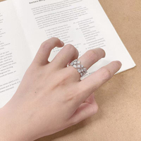 Bague fantaisie en diamant de laboratoire à taille étoilée, plaqué or blanc 18 carats, ajourée et filigranée, pour femme, haute joaillerie