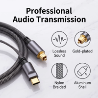 Kabel Audio Digital Tipe-C ke Toslink, Kabel Audio Optik USB-C untuk PC, Ponsel, Speaker