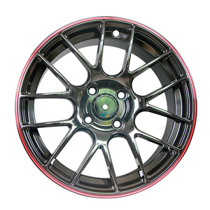 Cerchio per Auto da 15 Pollici Fujilu Road in Lega di Alluminio a 4 Fori, Stile Giapponese-Coreano-Tedesco-Americano, Modello con Cerchio Nero e Fascia Rossa - Product Image 2