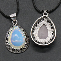 Coquillages Agate Naturelle en Cristal Pierres de Guérison Alliage Incrusté en Forme de Goutte Pendentif Charmes pour la Fabrication de Bijoux Accessoires