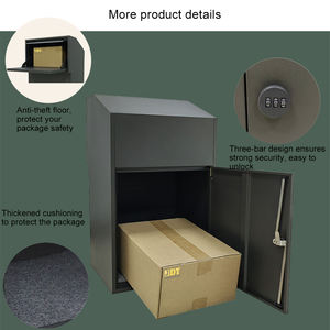 Boîte aux lettres extérieure autoportante en métal gris, petite, personnalisée, antirouille, étanche, finition peinture poudre - Product Image 4