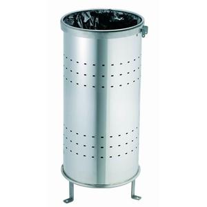 Cestino per Rifiuti Circolare in Acciaio Inox 90 L per Uso Esterno - Product Image 1