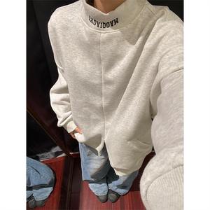 Sweat à capuche gris en laine à motif floral, col montant demi-zippé pour homme, style rétro américain, épais et haut de gamme, automne et hiver - Product Image 2