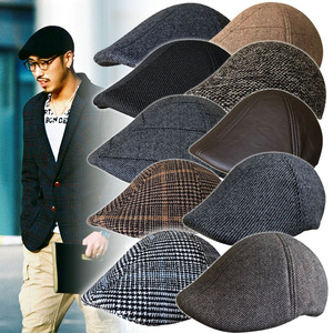 หมวกไอวี่แบนเรียบลายสก๊อตภาษาอังกฤษหมวกไอวี่แบบเรียบว่างเปล่าสำหรับผู้หญิงฤดูใบไม้ร่วงฤดูหนาวแฟชั่นอบอุ่นศิลปะจิตรกรหมวกไอวี่ - Product Image 1