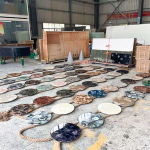 Venta al por Mayor de Piedras Preciosas de <span class=keywords><strong>Turquesa</strong></span> <span class=keywords><strong>Azul</strong></span> Pulida Redonda de 600 mm, Cubiertas para Mesas de Centro de Cuarzo - Product Image 4