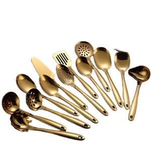 201 acier inoxydable métal ustensiles de cuisine ensemble cuillère à soupe écumoire louche service <span class=keywords><strong>passoire</strong></span> spatule ustensiles outils de cuisson - Product Image 1