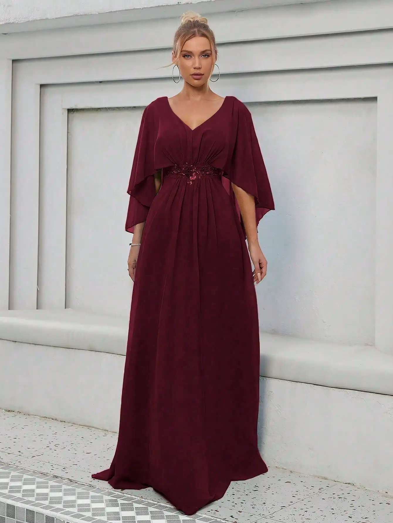 Mumuleo V-neck Flared Sleeve Sequin Embroidered Applique Dress for Mother  of Bride Custom Made Mother of Groom Dresses| Alibaba.com