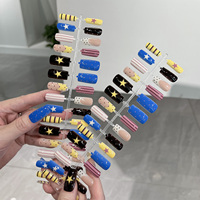 Faux ongles à presser Y2K à rayures étoilées et pois, style français, non toxiques, en plastique réutilisable, vente en gros