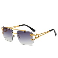 Lunettes de soleil polarisées en acétate sans monture pour hommes, design avant-gardiste, protection UV, monture bleue/verte, nouvelle collection 2023