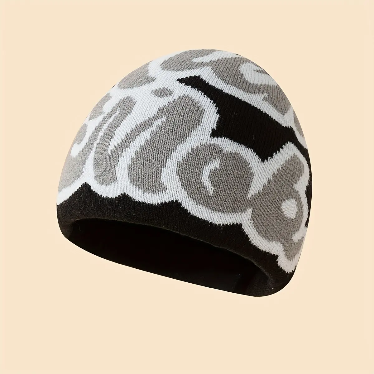 Topi rajut ringan pola huruf uniseks, topi Beanie hangat musim dingin gaya jalanan Y2k