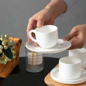 Set <span class=keywords><strong>di</strong></span> tazzine e piattini per caffè espresso all'ingrosso, piccole tazze da caffè in porcellana bianca da 70, 80, 90, 100 <span class=keywords><strong>ml</strong></span> - Product Image 4