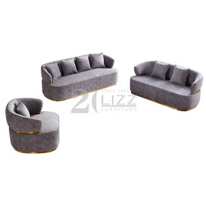 الفاخرة كراسي استراحة غرفة المعيشة المخملية مجموعة منحني الاقسام النسيج جولة مسند ذراع أريكة - Product Image 5