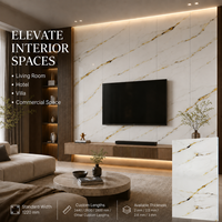Panneau mural en PVC MORLENX en marbre blanc veiné fin UV pour projets d'aménagement intérieur haut de gamme
