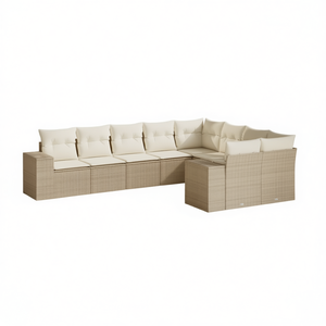 Conjunto de Sofás de Jardín de Ratán Beige, 6 Plazas, Muebles de Exterior Resistentes a la Intemperie, Diseño Contemporáneo - Product Image 1
