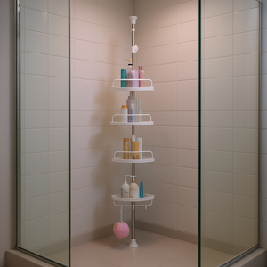 Organizador de Baño de Esquina Myrva de 4 Estantes, Plástico, Ahorro de Espacio, Diseño Minimalista - Product Image 2