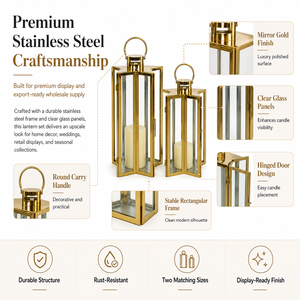 Farol Decorativo de Acero Inoxidable Dorado con Forma de Estrella, para Centro de Mesa de Boda y Decoración <span class=keywords><strong>del</strong></span> Hogar, Venta al Por Mayor - Product Image 4