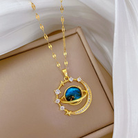 Charme de luxe Starry Planet Light magnifique collier complet de diamants chaîne de clavicule polyvalente pour femmes chaîne en acier au titane