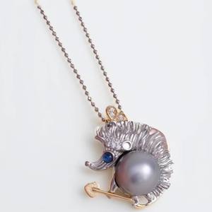 Accessoires en perles DIY pour femmes 31330 Pendentif en argent S925 avec perles de 9-10 mm Support vide Petit hérisson Pendentif tendance - Product Image 3