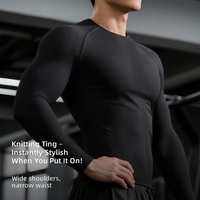 T-shirt de compression sans coutures à manches longues, séchage rapide, respirant, extensible dans les 4 sens, pour la gym, la course, l'entraînement, sous-vêtement technique pour homme, soutien musculaire