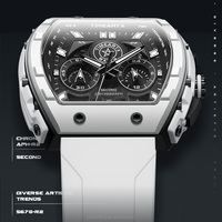 TIMEARTX Lüks Saatler Erkekler Silikon Kayış Gündelik Saatler Erkekler 30 m Su Geçirmez Büyük Kadran Aydınlık Kuvars İzle Tarih Göstergesi TA-5670