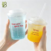 Gobelets jetables en PET transparent de qualité alimentaire, épais, de calibre 98 mm, pour thé au lait, boissons froides, café/jus - Modèle FK