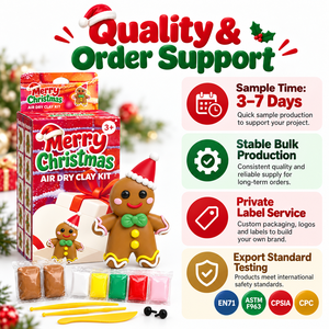 Christmas Gingerbread Man Air Dry Modeling Clay Kit for <b>Kids</b> Holiday Creative Play Gift with Tools OEM Custom Packaging - Product Image 6