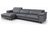 Canapé sectionnel haut de gamme en cuir anthracite pour maisons modernes avec configuration en L, confort d'assise premium et design contemporain