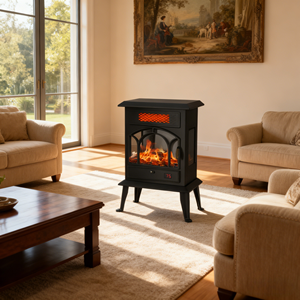 Chauffage électrique 1500W à effet flamme, économe en énergie, thermostat réglable, sur pied, deux niveaux de chaleur, verrouillage de sécurité enfant - Product Image 3