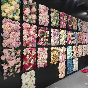S 40*60cm rejilla <span class=keywords><strong>de</strong></span> plástico Base flor pared telón <span class=keywords><strong>de</strong></span> fondo 3D seda Artificial Rosa flor Panel para el hogar boda decoración suministros tienda venta - Product Image 2