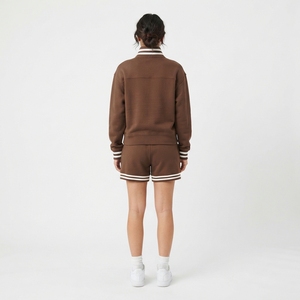 Oversized <b>Women</b> Mock Neck Pullover <b>Long</b> Sleeve Casual Sweatshirt Top Matching <b>Shorts</b> Two Piece Outfit Comfortable Relaxed Fit - Product Image 4