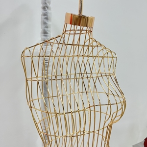 Maniquí de <span class=keywords><strong>Mujer</strong></span> con Torso de Hierro, Pecho Grande, Parte Superior Dorada, Maniquíes de Alambre Metálico, Talla Grande, Soporte de Metal para Vestidos - Product Image 4