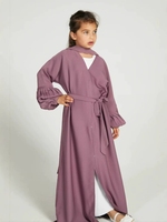 anti-froissement couleur pure musulman Ramada Khimar une couche avec robe intérieure enfants prière Abaja ensembles