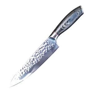 Profesyonel 8 inç mutfak bıçağı alman 1.4116 dövme yüksek karbon paslanmaz çelik şef bıçağı ile Pakkawood kolu