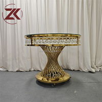 Table à gâteau ZKAI, mobilier de mariage, table de mariée en acier inoxydable doré, plateau en verre, socle rond en métal doré