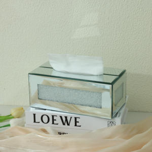 Boîte de mouchoirs en papier or de luxe conteneur décoratif pour la maison supports de voiture couverture en métal papier verre acrylique cristal - Product Image 2