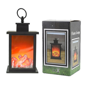 Lampe de Cheminée Déco Led Créative pour la Maison Lampe de Cheminée Simulation Décoration de Noël Lampe à Flamme de Maison Forme de Lanterne - Product Image 1