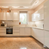 Meubles sous-évier modulaires de luxe en bois au design moderne, avec robinet et charnières, en panneau mélaminé, style Shaker, à fixation murale, pour appartement, garantie 3 ans