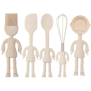 Besafe simpatici kit di pentole in Silicone per bambini che cuociono Set di utensili da cucina con frusta cucchiaio spatola pennello tazza