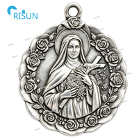 Collier pendentif religieux catholique Sainte Thérèse de Lisieux, médaillon personnalisé Sainte Thérèse, médaille sacrée