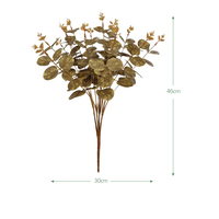 Hersteller-Großhandel: 4-Zweige-16-Kopf-Geldbaum-Bouquet, Kunststoff-Eukalyptus, grüne Pflanzenwanddekoration, künstlich, für Thanksgiving