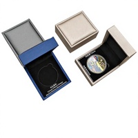 Boîte de rangement haut de gamme pour pièces commémoratives d'affaires, modèle 0982, en cuir PU, étui de collection de pièces, boîte cadeau pour badges, emballage avec logo