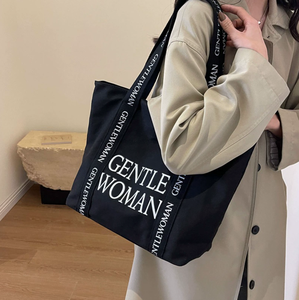 Sac fourre-tout en toile pour femmes, nouveau style, tendance, écologique, pour les courses, avec poche, sac fourre-tout en coton avec logo imprimé personnalisé - Product Image 3