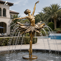 Sculpture de ballerine en bronze, statue de femme dansante personnalisée, fontaine pour la décoration extérieure de villa, hôtel, complexe hôtelier, jardin, bord de piscine