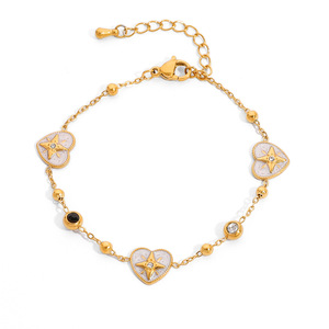 Pulsera de Diamantes en Forma de Corazón, Chapada en Oro de 18k, Joyería para Uso Diario de Mujer - Product Image 5