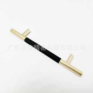 Manija de gabinete en forma de T de acero inoxidable con agarre antideslizante negro, diseño minimalista para accesorios de ferretería de armarios - Product Image 3
