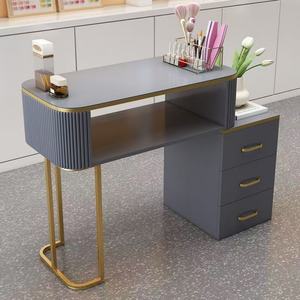 Mesa de Manicura de Madera de Estilo Moderno con Gabinete de Almacenamiento, Mesa de Manicura Personalizada para Dormitorio o Salón de Uñas - Product Image 1