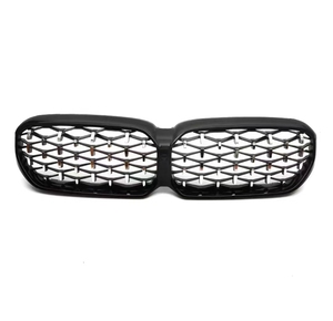 プラスチック製フロントグリル2021 + 5シリーズG30ダイヤモンドフルブラック/ブラックフレームクロームポイントダイヤモンドクローム - Product Image 4