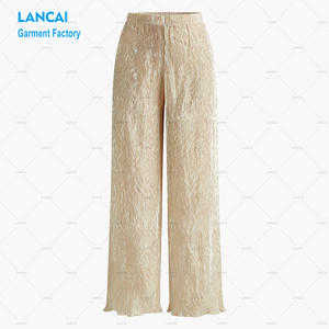 Haut et <span class=keywords><strong>pantalon</strong></span> asymétrique en satin <span class=keywords><strong>de</strong></span> soie à taille haute et à encolure dos nu pour femmes <span class=keywords><strong>Ensemble</strong></span> deux pièces Style élégant pour femmes - Product Image 4